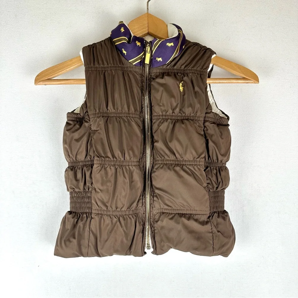 Ralph Lauren Reversible Quilted Puffer Vest‎ Brown/Cream